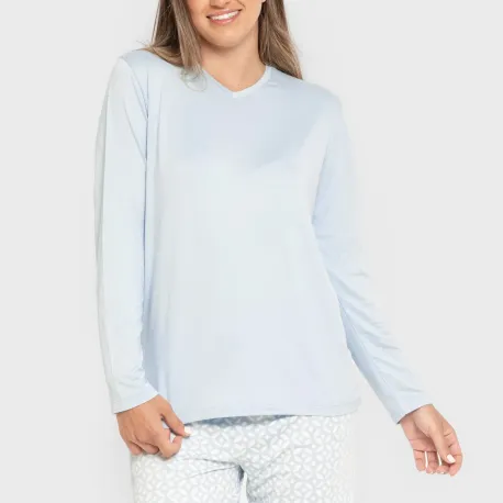 Pijama mulher soft Clau celeste