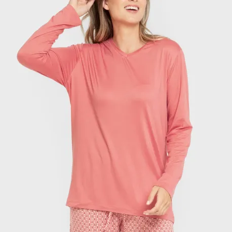 Pijama mulher soft Leonor marsala