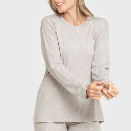 Pijama mulher soft Ambarina cinza