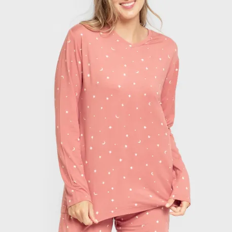 Pijama mulher soft Ambarina marsala