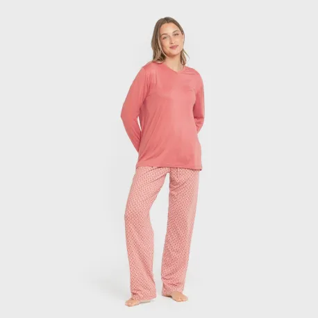 Pijama mulher soft Leonor marsala