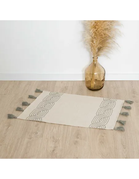 Tapete algodão Verso verde seco Tapete algodão Verso verde seco