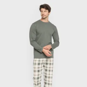 Pijama algodão homem Cuadro Noric verde 2