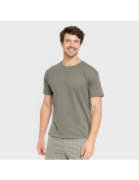 Pijama curto algodão homem Sassy verde caça Pijama curto algodão homem Sassy verde caça