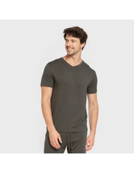 Pijama curto viscosa homem verde oscuro