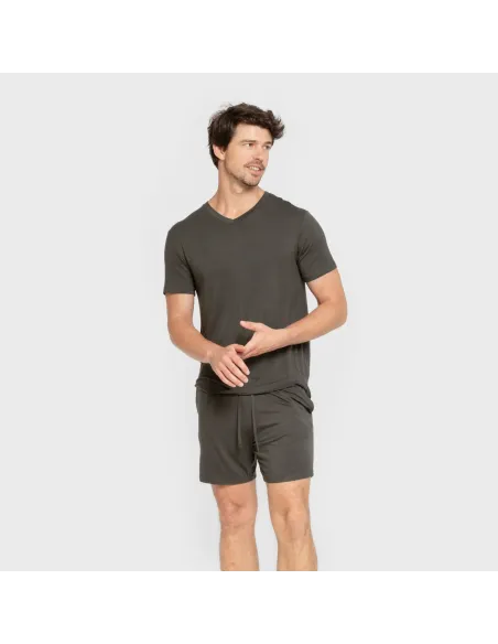 Pijama curto viscosa homem verde oscuro