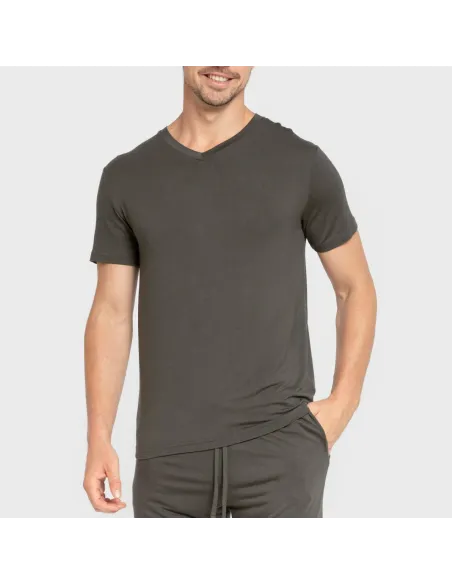 Pijama curto viscosa homem verde oscuro