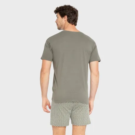 Pijama curto algodão homem Sassy verde caça