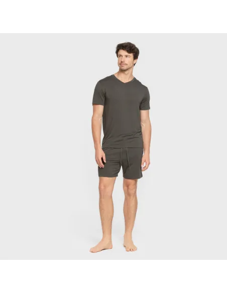 Pijama curto viscosa homem verde oscuro