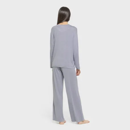 Pijama comprido viscosa mulher liso