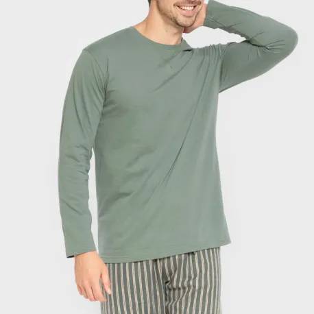 Pijama homem flanela Raya Marsellita verde - arena