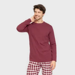 Pijama homem flanela Cuadro Gustavo bordeaux