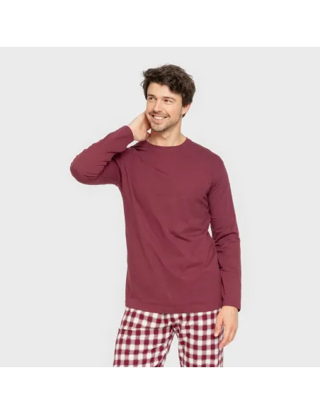 Pijama homem flanela Cuadro Gustavo bordeaux Pijama homem flanela Cuadro Gustavo bordeaux