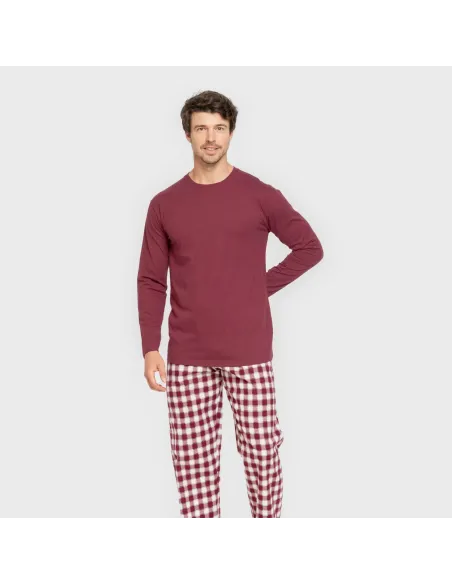 Pijama homem flanela Cuadro Gustavo bordeaux Pijama homem flanela Cuadro Gustavo bordeaux