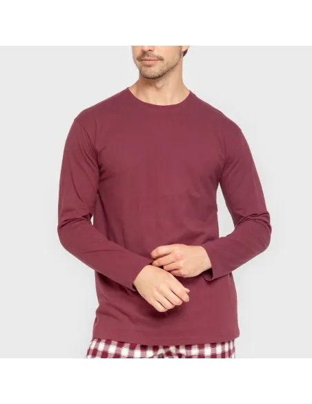 Pijama homem flanela Cuadro Gustavo bordeaux Pijama homem flanela Cuadro Gustavo bordeaux