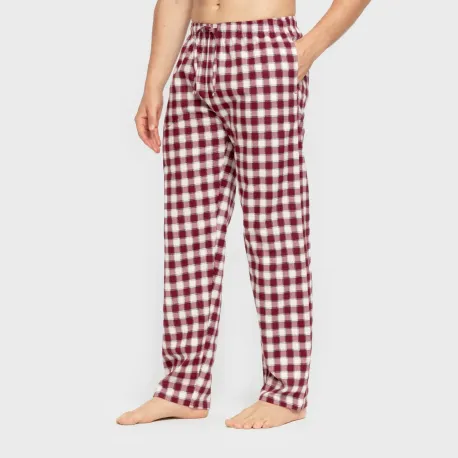 Pijama homem flanela Cuadro Gustavo bordeaux