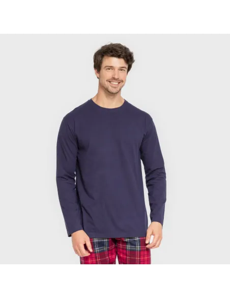 Pijama homem flanela Cuadro Bilbo azul marino Pijama homem flanela Cuadro Bilbo azul marino