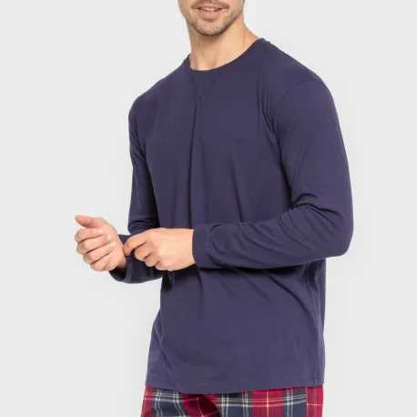 Pijama homem flanela Cuadro Bilbo azul marino