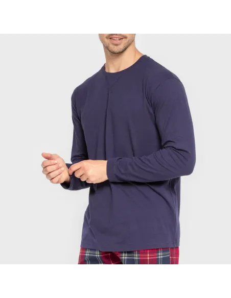 Pijama homem flanela Cuadro Bilbo azul marino Pijama homem flanela Cuadro Bilbo azul marino