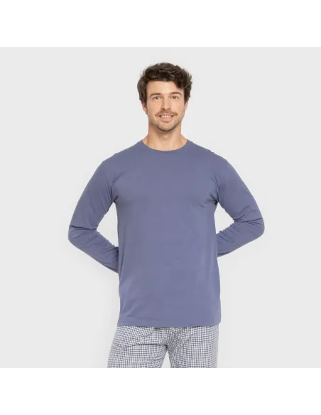 Pijama homem flanela Cuadro Saul azul Pijama homem flanela Cuadro Saul azul