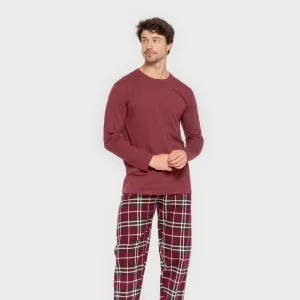 Pijama homem flanela Cuadro Sauron bordeaux 2