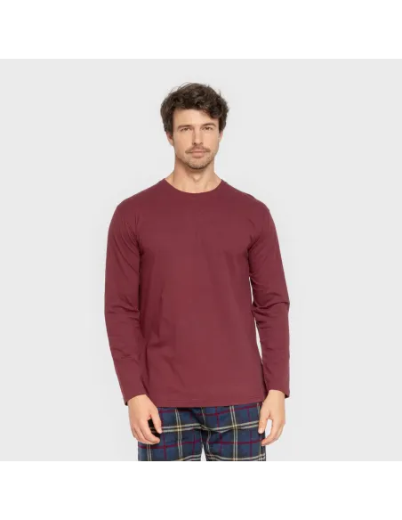 Pijama homem flanela Cuadro Tejada bordeaux Pijama homem flanela Cuadro Tejada bordeaux