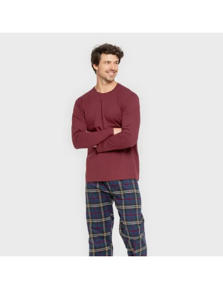 Pijama homem flanela Cuadro Tejada bordeaux Pijama homem flanela Cuadro Tejada bordeaux