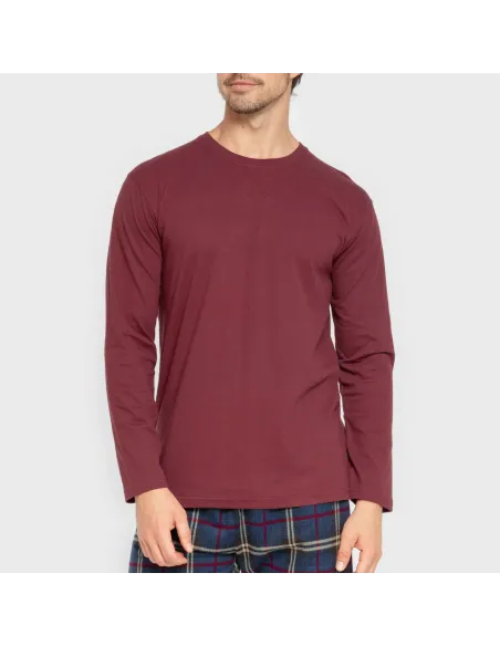 Pijama homem flanela Cuadro Tejada bordeaux Pijama homem flanela Cuadro Tejada bordeaux