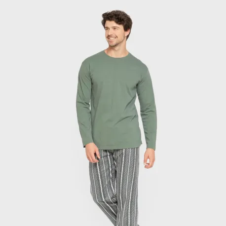 Pijama homem flanela Cronos verde