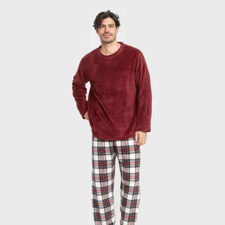 Pijama coral homem Cuadro Celestia bordeaux