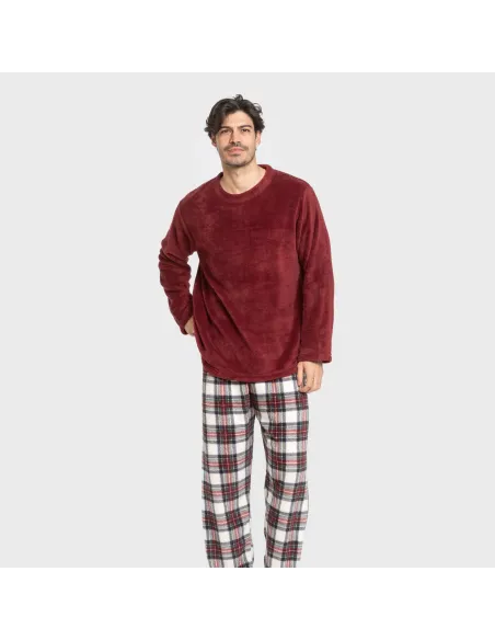 Pijama coral homem Cuadro Celestia bordeaux