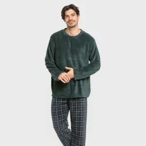 Pijama coral homem Cuadro Ruz verde 2