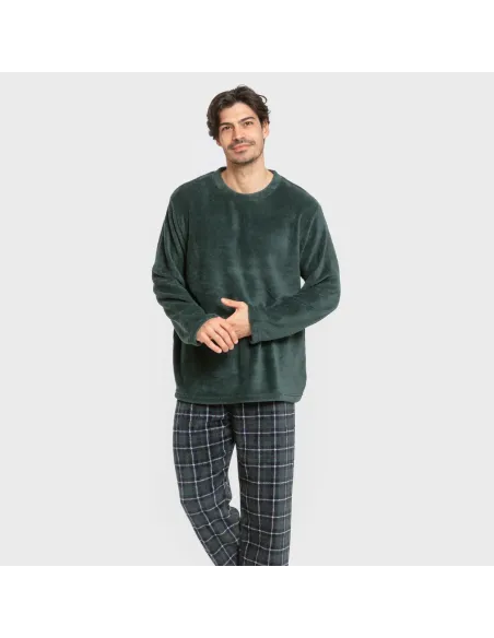 Pijama coral homem Cuadro Ruz verde Pijama coral homem Cuadro Ruz verde