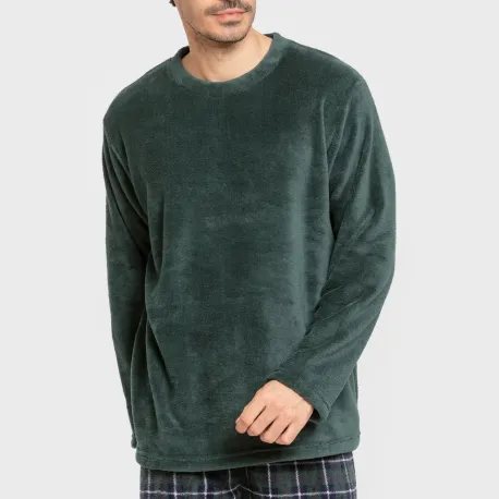 Pijama coral homem Cuadro Ruz verde