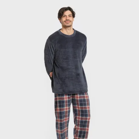 Pijama coral homem Cuadro Curtis azul marino