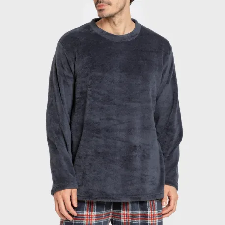 Pijama coral homem Cuadro Curtis azul marino