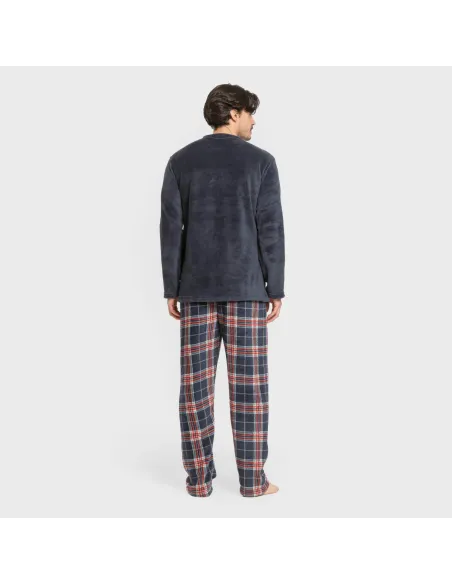 Pijama coral homem Cuadro Curtis azul marino Pijama coral homem Cuadro Curtis azul marino