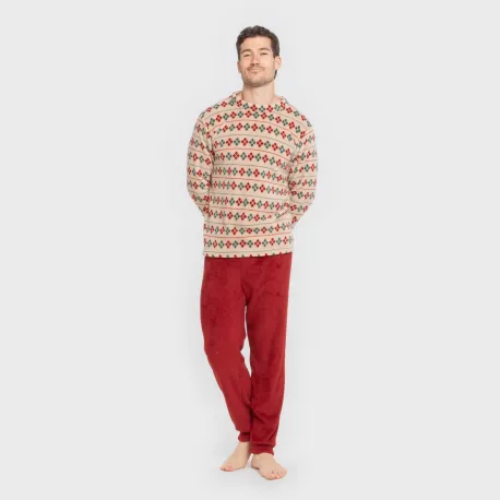 Pijama coral homem Casimira bordeaux