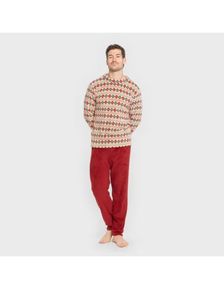 Pijama coral homem Casimira bordeaux