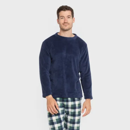 Pijama coral homem Cuadro Ferni azul marino