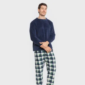 Pijama coral homem Cuadro Ferni azul marino 2