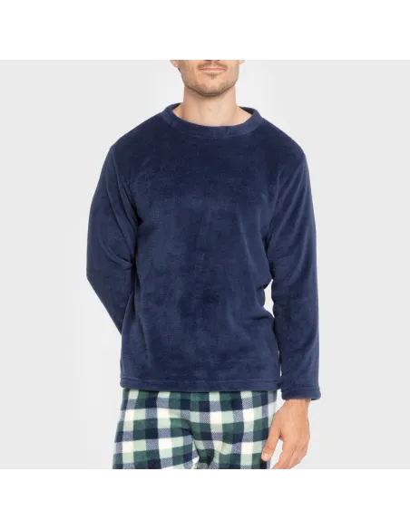 Pijama coral homem Cuadro Ferni azul marino Pijama coral homem Cuadro Ferni azul marino
