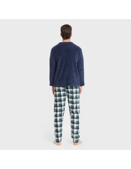 Pijama coral homem Cuadro Ferni azul marino Pijama coral homem Cuadro Ferni azul marino