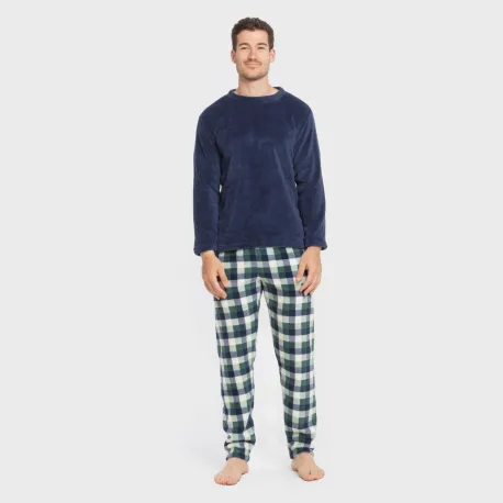 Pijama coral homem Cuadro Ferni azul marino