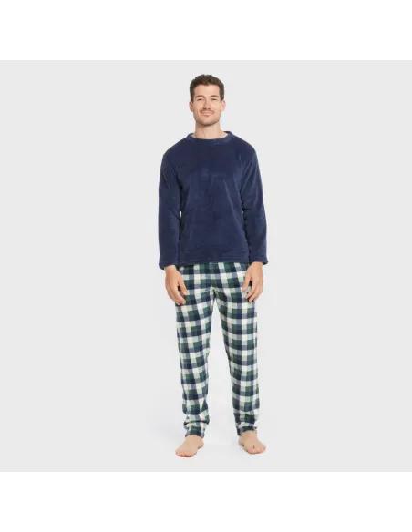 Pijama coral homem Cuadro Ferni azul marino Pijama coral homem Cuadro Ferni azul marino
