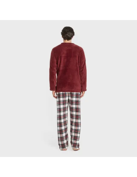 Pijama coral homem Cuadro Celestia bordeaux