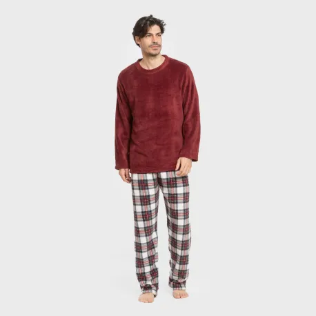 Pijama coral homem Cuadro Celestia bordeaux