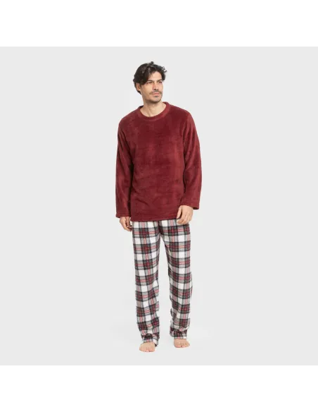 Pijama coral homem Cuadro Celestia bordeaux