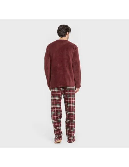 Pijama coral homem Cuadro Sauron bordeaux Pijama coral homem Cuadro Sauron bordeaux