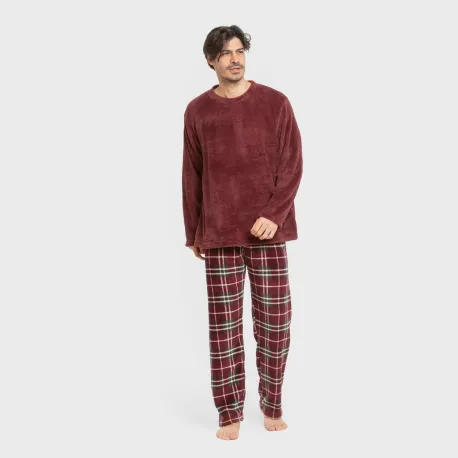 Pijama coral homem Cuadro Sauron bordeaux